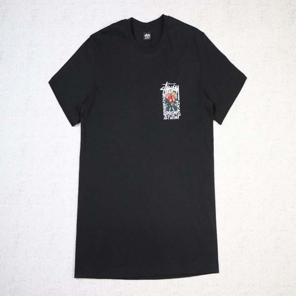 STUSSY Rear Logo Bouquet T-Shirt - Black Short Sleeve